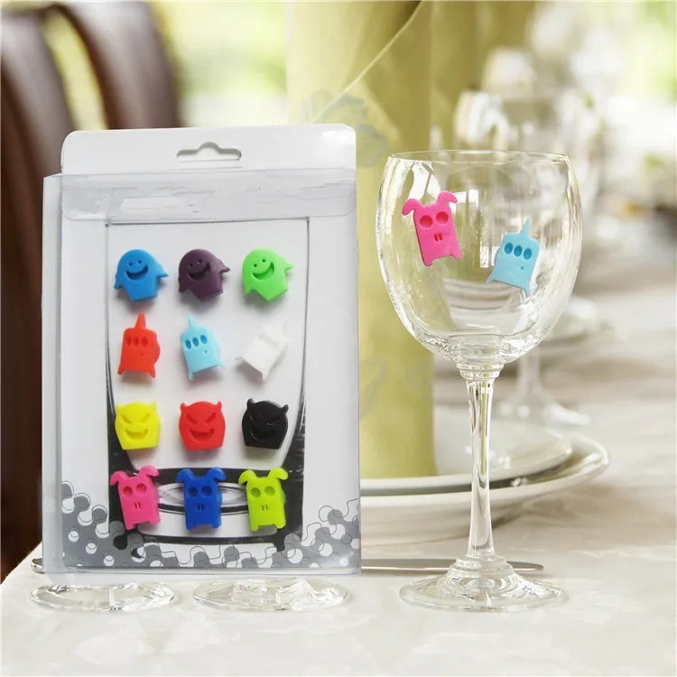 

12pcs Suction Cup Silicone Monster Wine Charms glass markers