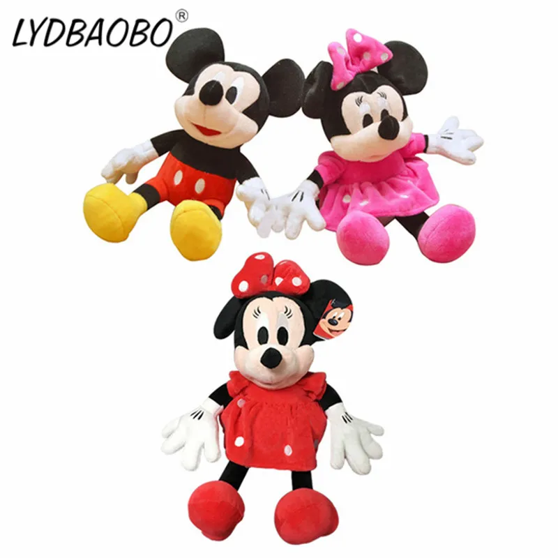 2 шт./лот, 28 см, милая мягкая плюшевая детская игрушка с Микки Маусом и Минни Маус, милый детский подарок на день рождения