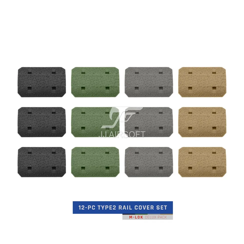 12-PC 12 pcs Type2 MLOK M-LOK السكك الحديدية مجموعة غطاء (أسود/تان/ديلوكس)