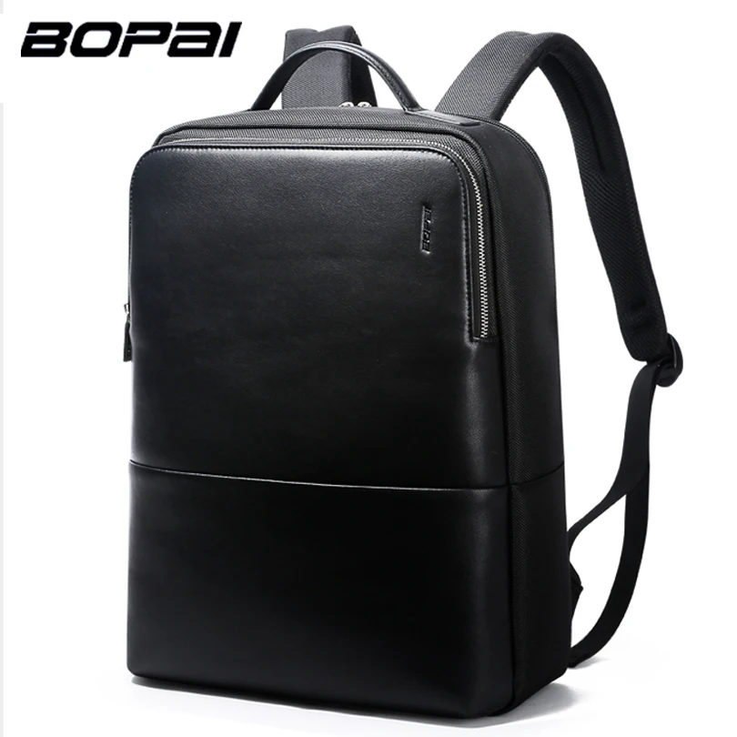BOPAI Brand Laptop Bag Backpack Men 14 Inch Leather Shoulders Travel Laptop Bag Backpack ...