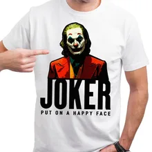 Джокер, фильм ужасов, Джокер, надевается на счастливое лицо, футболка, новинка, короткий рукав, мужские модные футболки с круглым вырезом