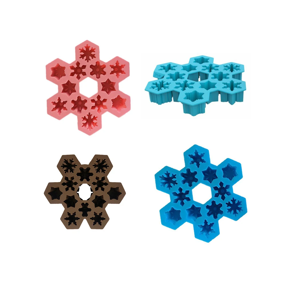 12 Holes Silicone Mould Ice Cube Tray Popsicle Maker Snowflake Ice Mold Cookie Biscuit Cake Fondant Mold DIY Bar Kitchen Tool
