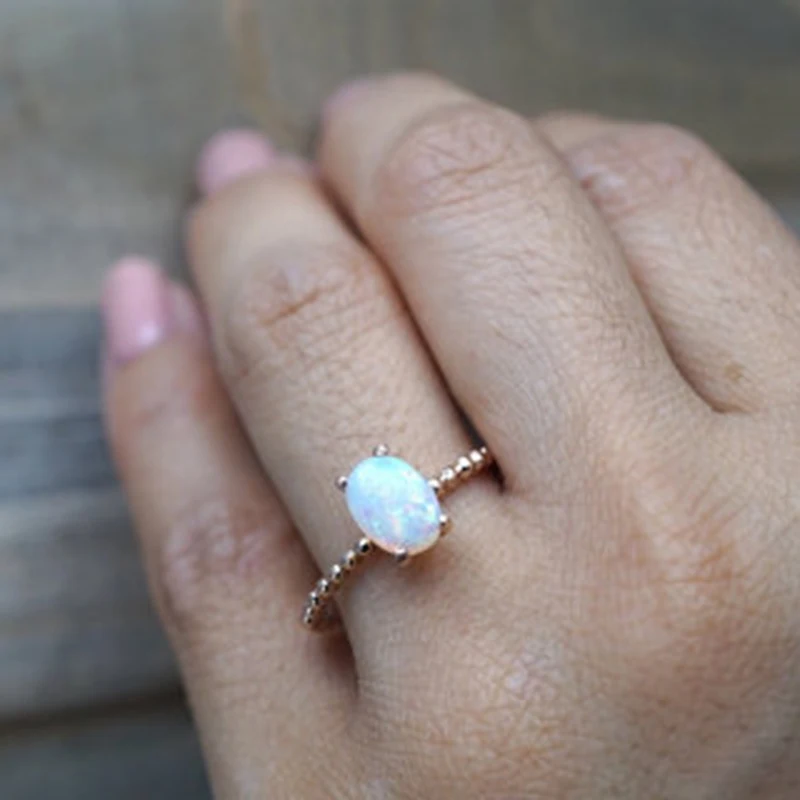 

Rose Gold Fire Opal Ladies Accessories Ring Classic Rings for Women Minimalist Jewelry Gift Bague Femme Anillos Wholesale O5D092