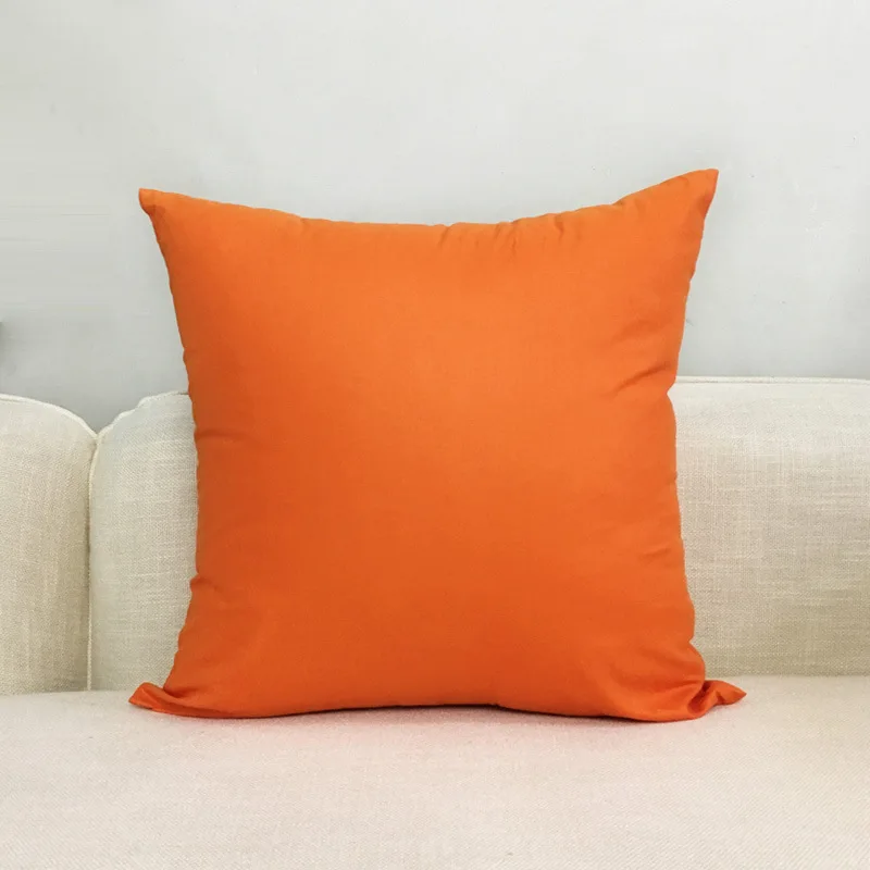 Orange Color Throw Cushion Cover Cotton Pillow Case Cover Solid ...