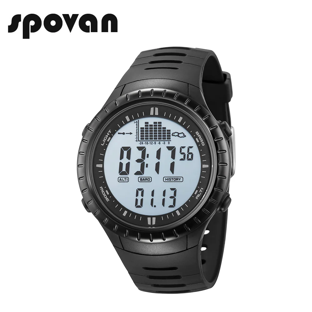 Vente SPOVAN SPV710a Sport Montre, numérique Hommes de Sport Montres Extérieure 164FT Étanche avec LED Rétro Éclairage De Pêche Rappeler Alarme