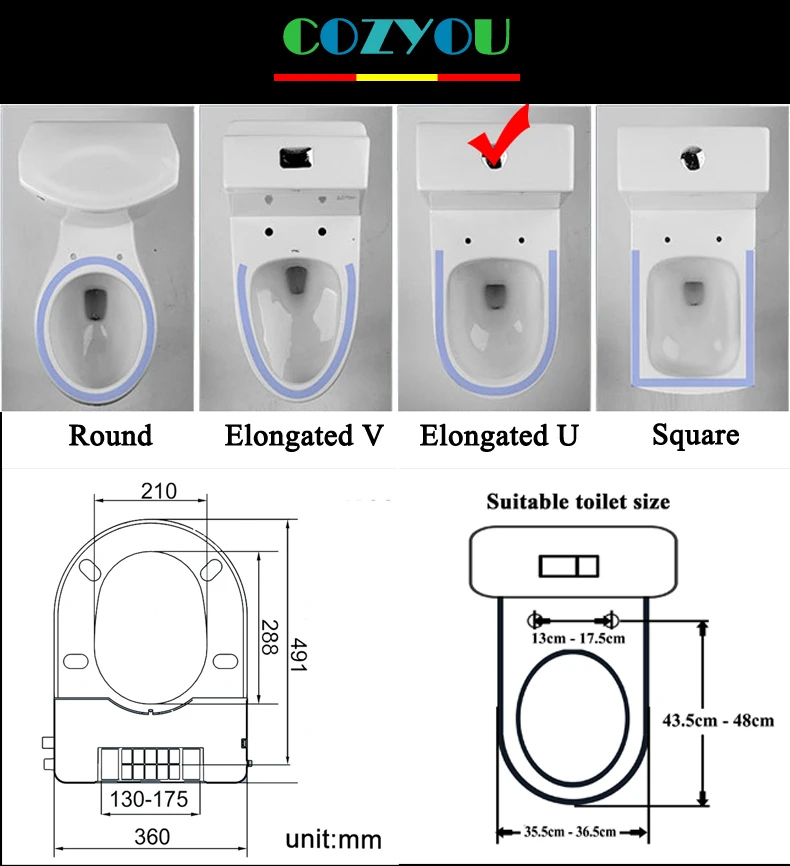 COZYOU биде сиденье на унитаз с подогревом U Тип медленно закрывать PP материал напряжение 100 V-250 V мощность 28W женская стиральная сопло wc крышка крышки