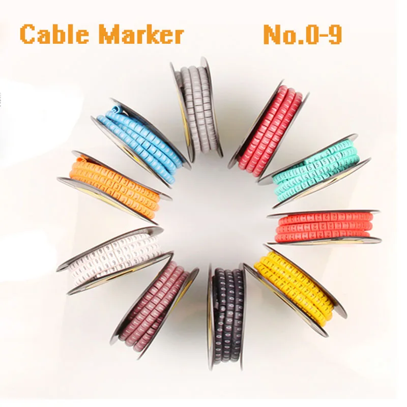 

5000-3000PCS yellow color cable marker mix number EC-0 EC-1 EC-2 EC-3 Cable Wire Marker Number 0 to 9 PVC material wiring marker