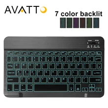 AVATTO ультра-тонкий 7 цветов светодиодный подсветкой Беспроводной bluetooth-клавиатура для планшета для Android, Mac OS, Windows для планшетов и телефонов