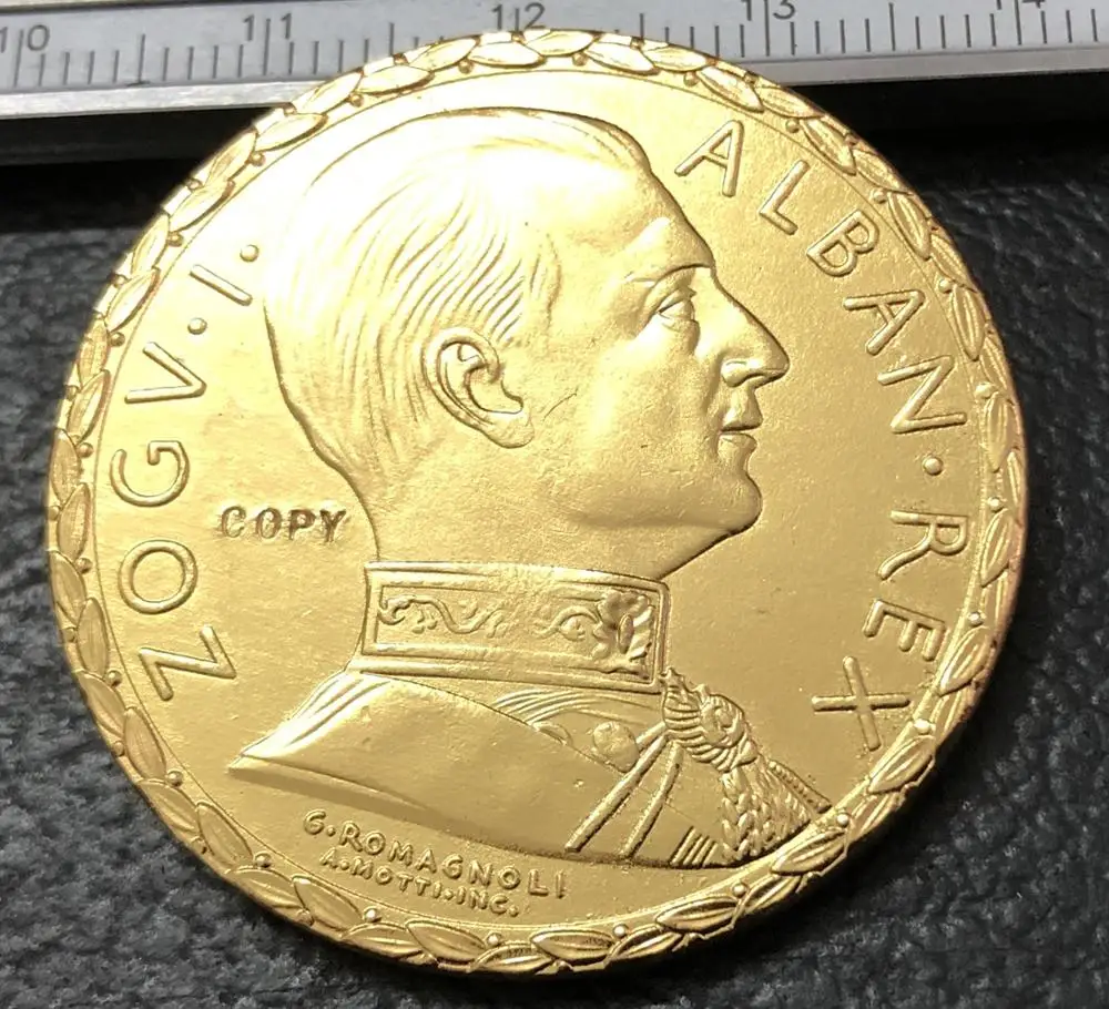 1928 Albania 100 Franga Ari Zog I prova узор золотая монета КОПИЯ (тип 1)|Безвалютные монеты| |