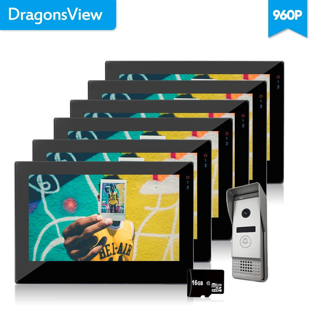 Видеодомофон Dragonsview с 7 дюймовым сенсорным экраном дверной звонок домофон