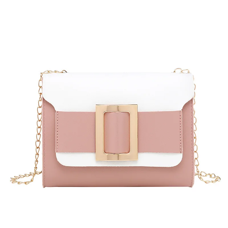 

Summer color matching pin buckle shoulder diagonal hand-held bow women bag chain small square bag