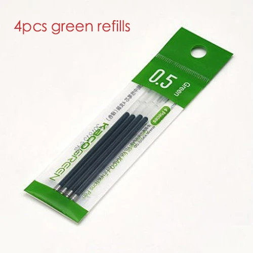 Новинка Xiaomi KACO EASY 4 в 1 многофункциональные ручки 4 цвета 0,5 мм черный синий красный зеленый стержень сменный гелевый ручка для офиса студента - Цвет: greenrefills