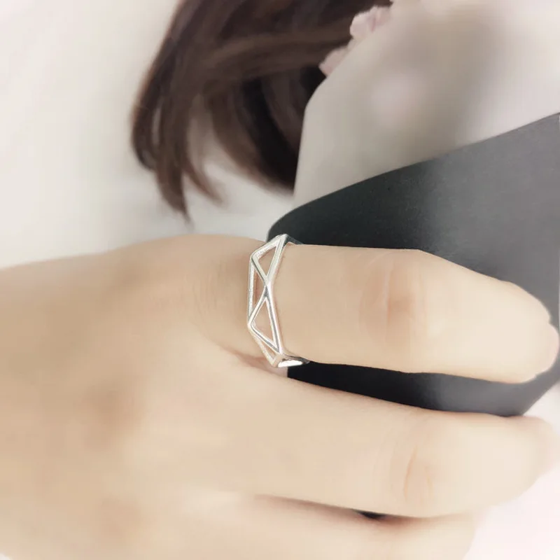 

Geometry Ring for Women Silver Ring Adjustable Rings Fashion Anti Allergy Rings For Women Girl Kids jewelry Gift