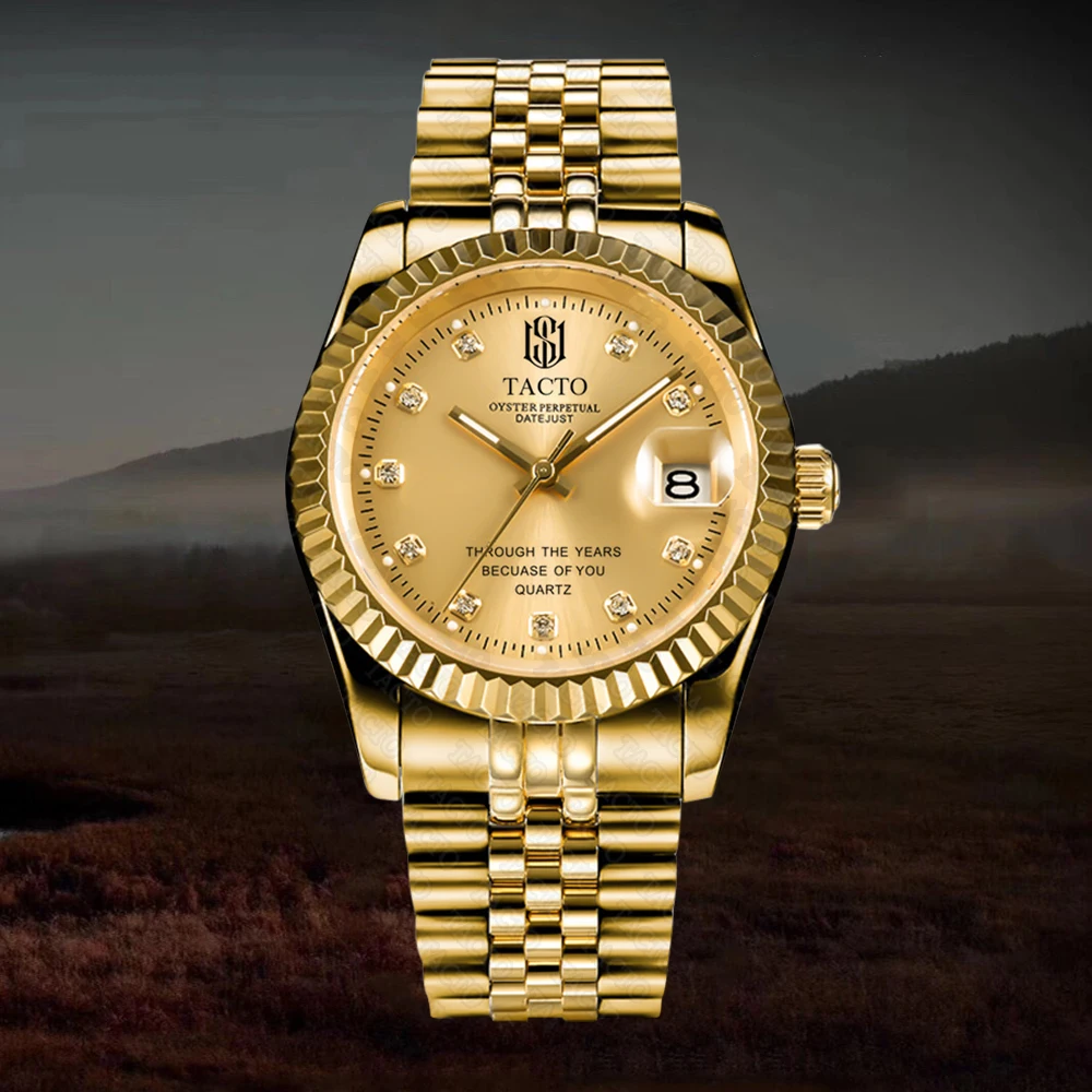 TACTO часы мужские роскошные брендовые кварцевые часы Fullu золотые стальные модные классические деловые часы Reloj Hombre relogio Masculino