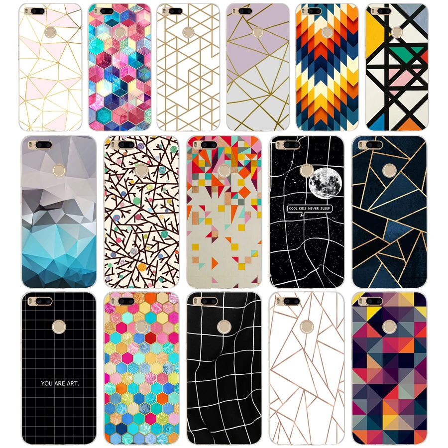 

32G Fashionable Geometric Graphic For Xiaomi Mi A1 Case Fundas Coque Case mi 5x Cover Soft Silicone TPU Bags Shell
