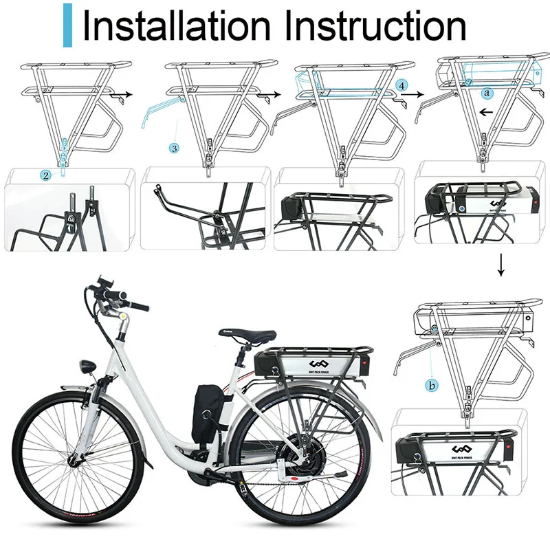 Perfect Electric Bike Battery 48V 20Ah EBIKE Lithium Battery 48V 15AH rear rack Battery For bafang BBSHD 1000w motor 3