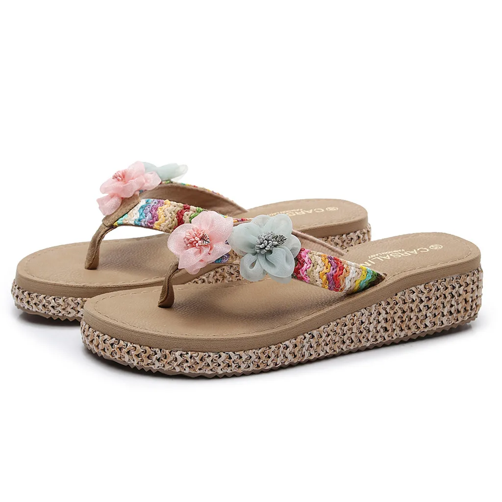 

Causal Womens Fashion Wedges Flip-flops Flower Loafer Beach Slipper Female Shoes Outside Sandal Chanclas Mujer Drop Shipping 30