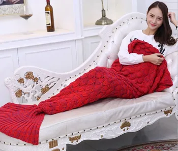 

3 sizes cute Mermaid Tail Blanket 10 colors Mermaid Tail single Blanket knitted fashion sofa carpet carpet air conditioning B373