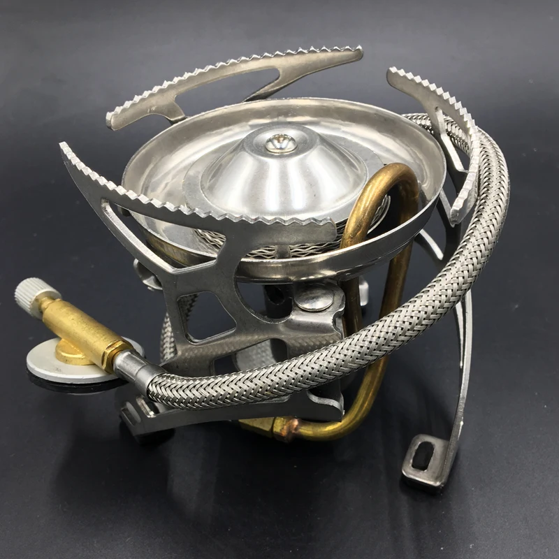 Ceny Nowy przenośny odkryty camping ze stali nierdzewnej split na butan kuchenka gotowanie potężny piknik grill 3000W palnik paliwa