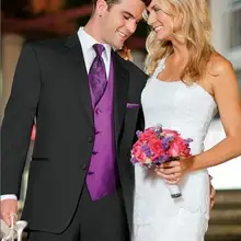 Модные Стиль две кнопки Черный Жених Смокинги для женихов Для мужчин свадебные костюмы для выпускного Жених(куртка+ Брюки для девочек+ жилет+ галстук) k: 525