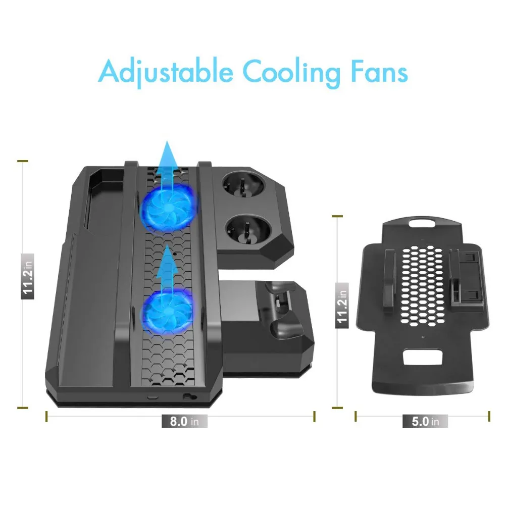  PS4 Pro Slim / PS VR Move Multifunctional Cooling Stand & Controller Charging Dock Station for Play