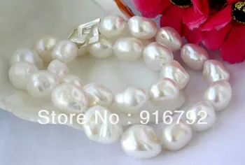 

>>>>>huge 17" 18mm white baroque freshwater pearl necklace 925