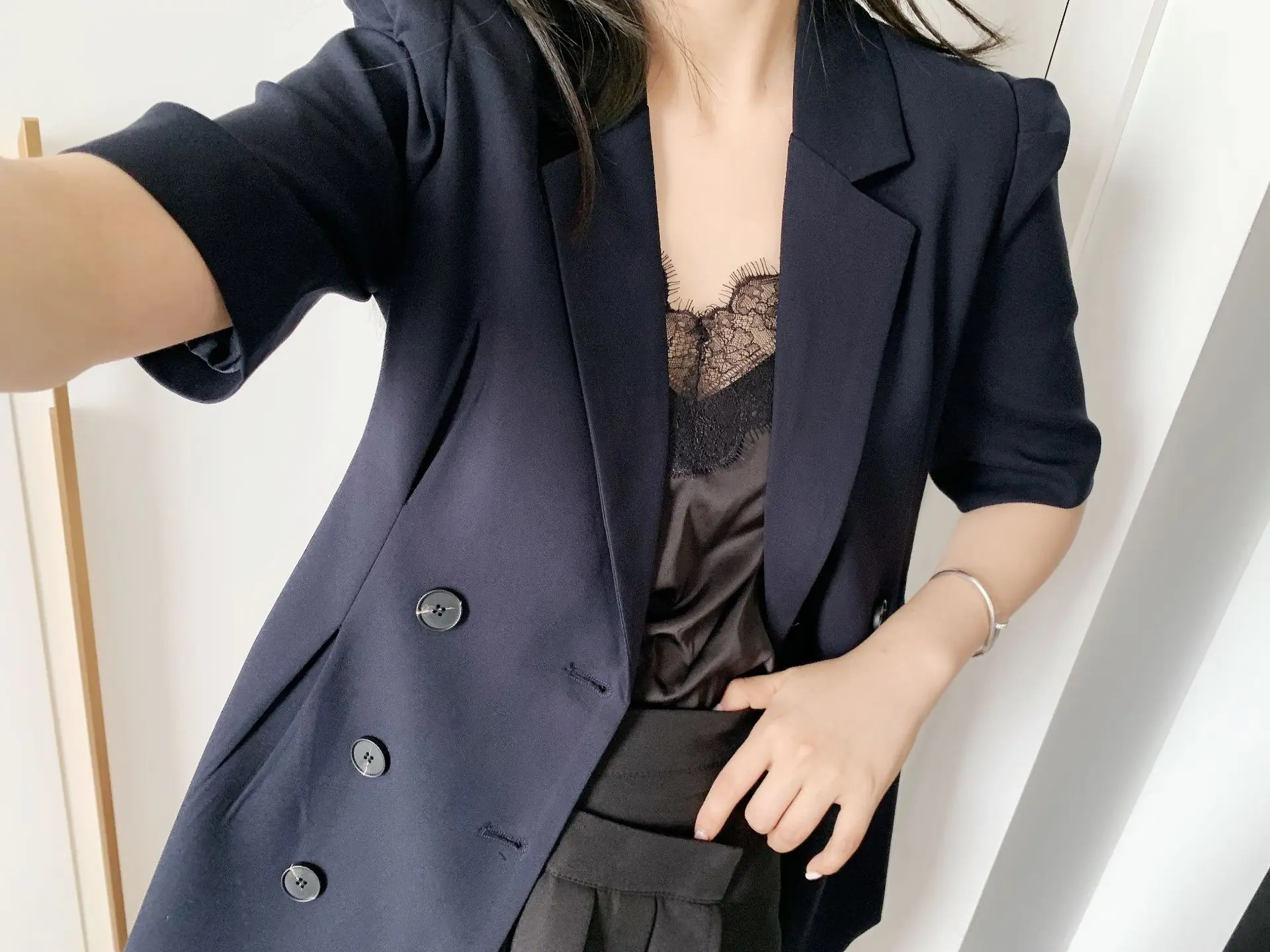 Suit-style skirt commuter double-breasted fashion dress new summer French style Hepburn wind OL temperament coat