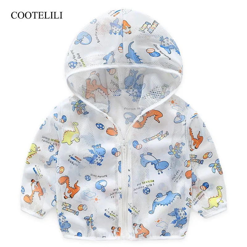 

COOTELILI Summer Long Sleeve Kids Girls Jacket Breathable Outerwear Coats Boys Kids Baby Windbreaker Hooded Children Clothing
