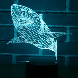 3D Акула светодиодный ночник 7 цветов постепенное изменение света на стол с домашним декором лампа Новинка сенсор свет Оптическая иллюзия