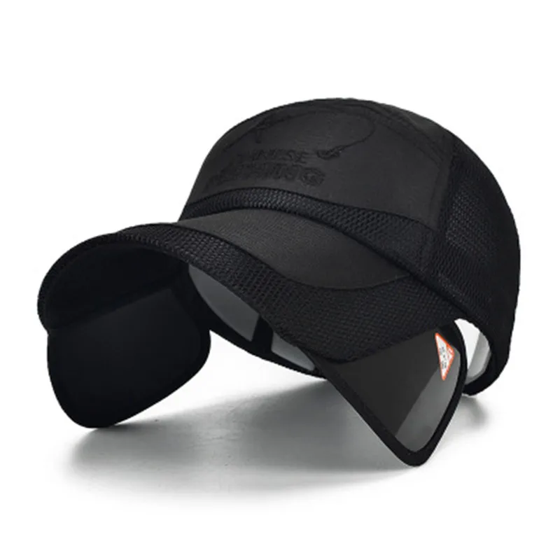 1 шт. Солнцезащитная шляпа для мужчин, Панама, женская летняя рыболовная Кепка с широкими полями, УФ-защита, ушанка, Мужская дышащая сетчатая пляжная шляпа bone gorras - Цвет: Black 2