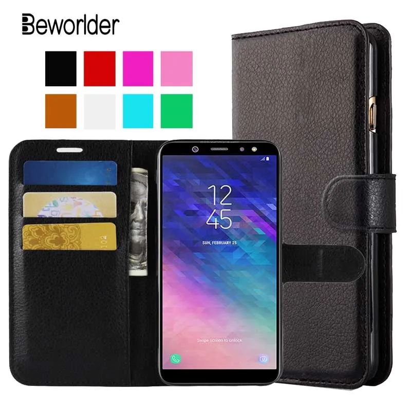 Beworld для samsung Galaxy A6 2018 чехол телефона s Чехол из искусственной кожи Флип слоты карт