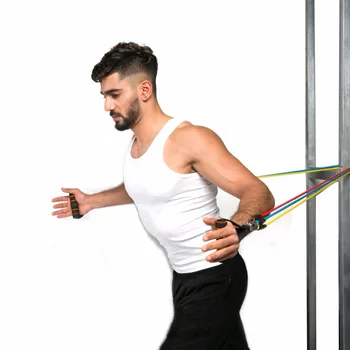 

11PC Soft Yoga Belts Pull Rope Set Multi Functional Handle Elastic Tension Cord Arms Strength Sports Fitness Belts