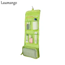 Laumango Портативный Висит Сумка Организатор Складная Косметика для макияжа чемодан путешествия туалетных принадлежностей ванная комната мешки для хранения