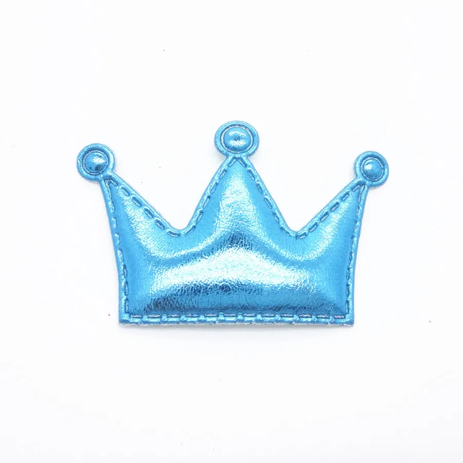 20 шт. 45*30 мм Глянцевая кожаная корона для девочек DIY детские шпильки для дня рождения, материалы ручной работы, Y19030601 - Цвет: Синий
