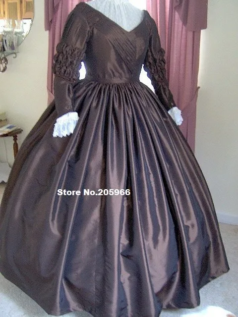 

Custom Made - 1800s Victorian Dress 1840s Day Gown - Charles Dickens Reenactor Bridal Wedding Tea Costume/Party Dress