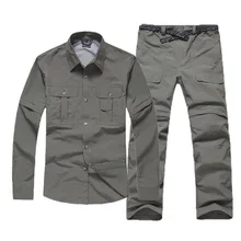 Men s Outdoor Quick Dry Shirt Pants Suit Removable Hiking font b Camping b font Fishing