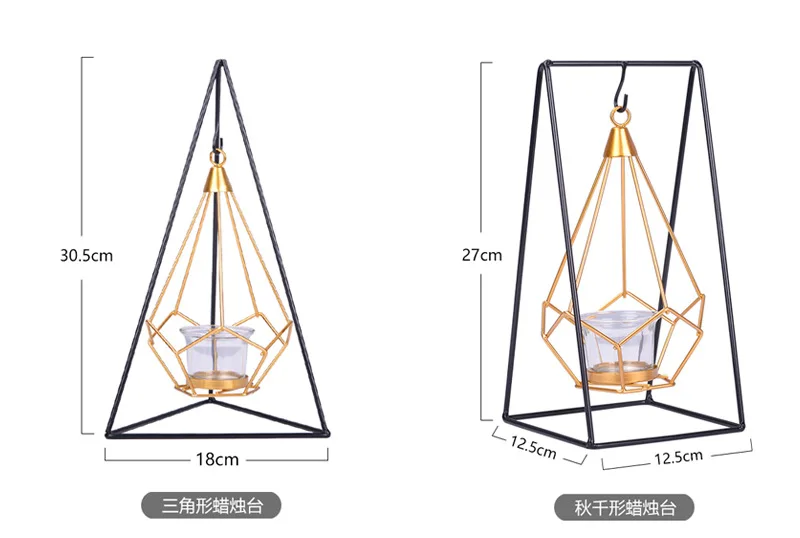 В скандинавском стиле, Золотая Геометрическая свеча, металлическая подсвечник, подсвечник с кованым железом, подвесная стойка, украшение для дома, ремесло