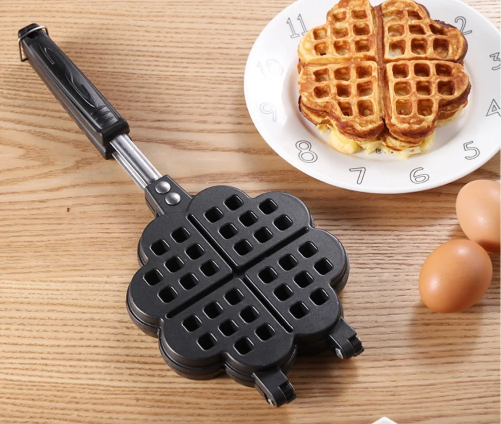  DIY Heart Shape Non-stick Metal Waffle Maker Mould Cake Baking Pan Kitchen Baking Tool Waffle Mold  - 32901986058
