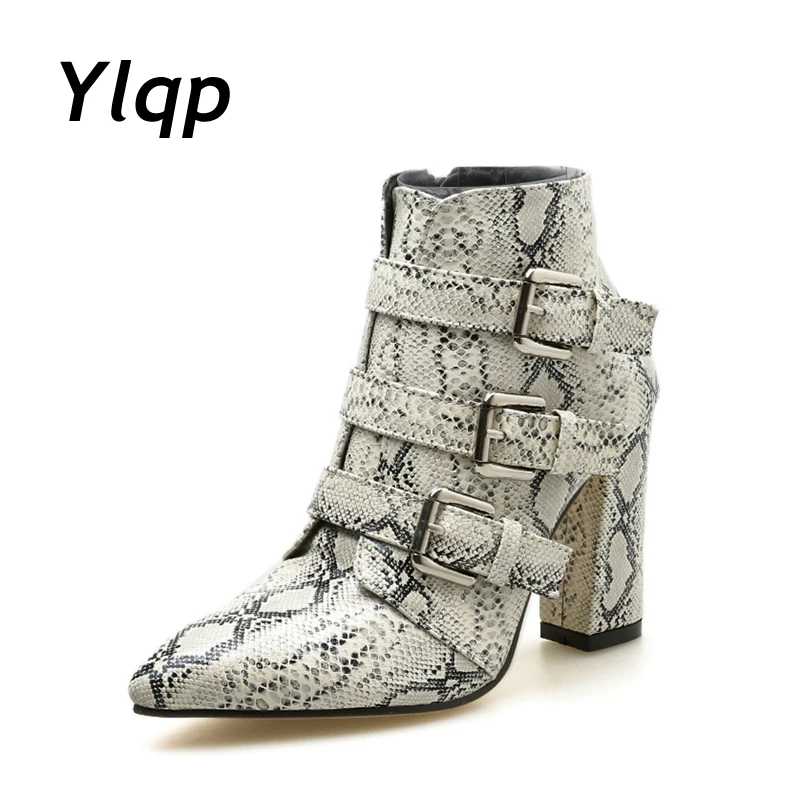 pointed toe snake print booties