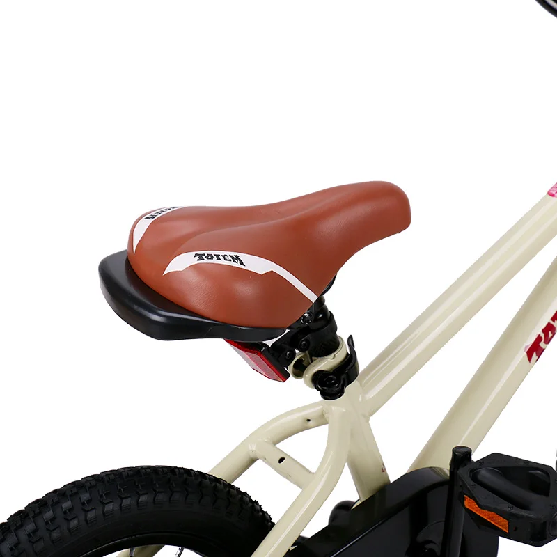 14 Inch Kids Bike Totem DIY Beige Steel Kids Bike DIY Sticker Kids Bicycle with Detachable Training Wheels and Bell