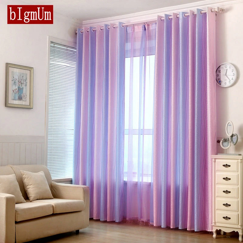cortinas modernas de colores del arco iris a rayas para ventana para dormitorio sala de estar ninos cortina pura de tul elegante rideaux salon