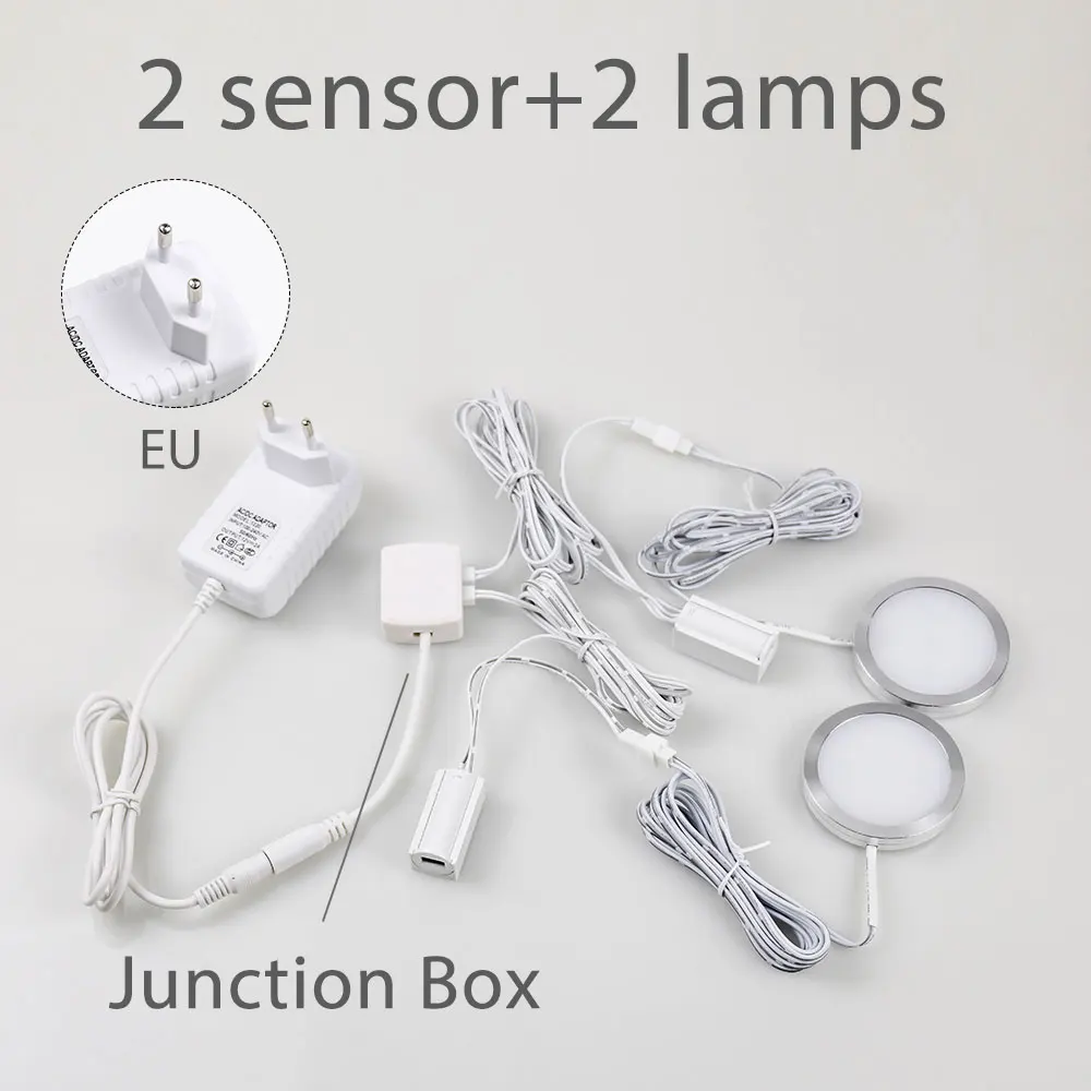 2sensor and 2lamp-EU Датчик движения 12 В постоянного тока 2,5 Вт ПВХ инфракрасный умный датчик двери умный переключатель Автоматическое включение/выключение двери освещение шкаф барный свет - Цвет: 2sensor and 2lamp-EU