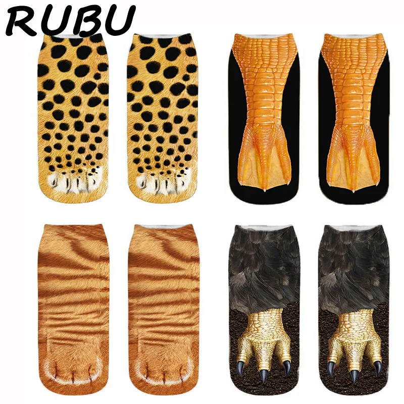 

RUBU 2018 Casual Kawai Print Cat Socks Men&Women Harajuku Ankle Socks Animal Paws Spring Summer Funny Cotton Mens Socks 5VB104