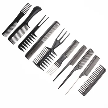 

Combs Set Black Pro Salon Hair Styling Hairdressing Plastic Barbers Brush 10 pcs