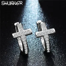 SHUANGR модные роскошные маленькие круглые Австрийские прозрачные CZ серьги для женщин модные вечерние элегантные серьги-гвоздики ювелирные изделия подарки