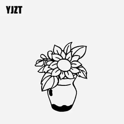 YJZT 11,4 см * 15,1 см креативный декоративный автомобильный стикер виниловая наклейка цветы в горшках черный/серебристый C23-1081