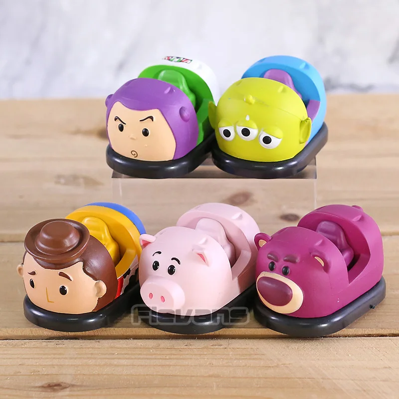 

Toy Story Buzz Lightyear Woody Alien Hamm Lotso Pull Back Car Toys Mini PVC Figures Dolls 5pcs/set