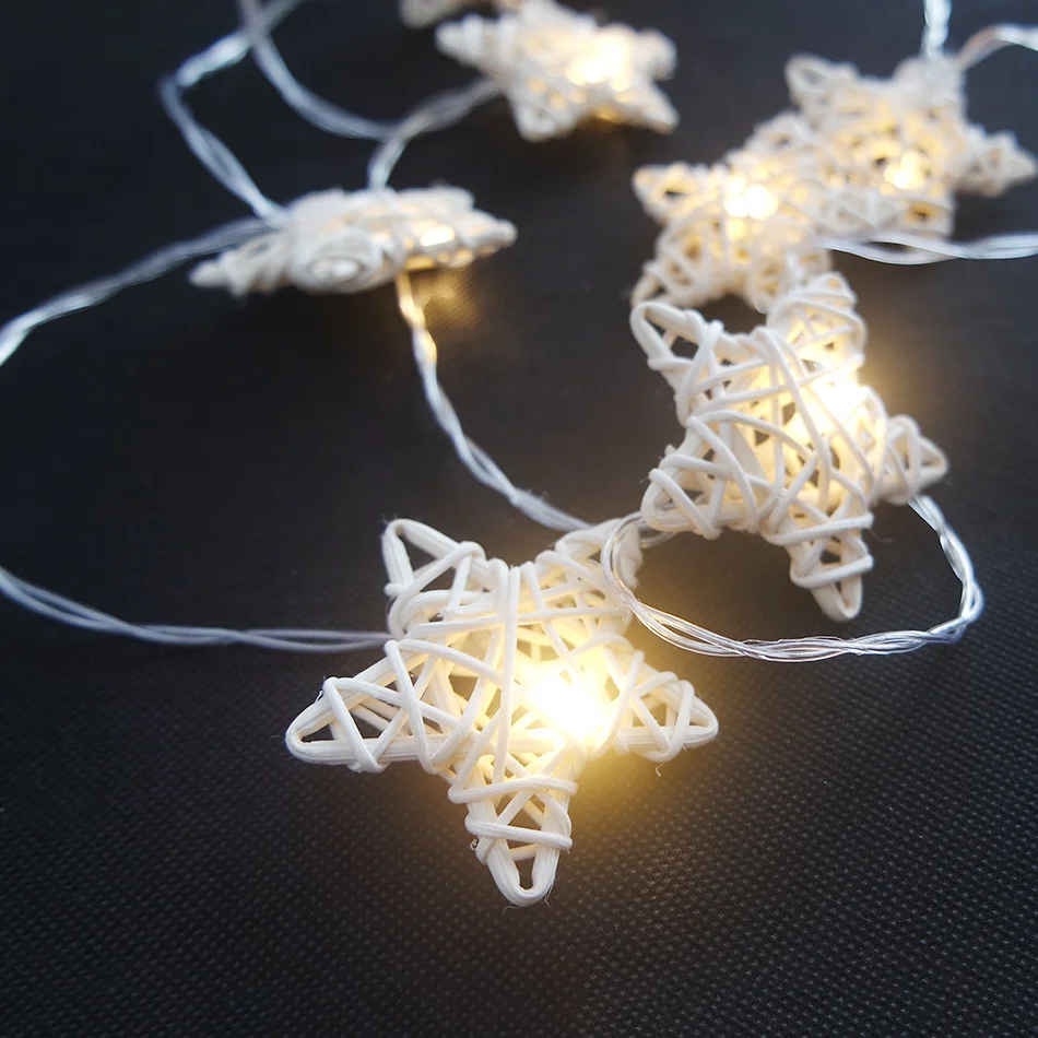 

Unique Handmade Rattan Star/Moon/Heart Shape String Light Led Powered by AA battery,Holiday DIY Decoration,Party Light Supplies