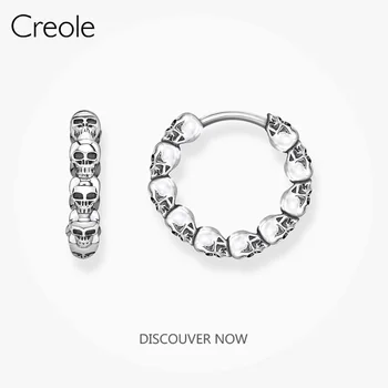 

Hinged Hoops Earrings Skulls,2019 Summer Accessories Fashion Jewelry 925 Sterling Silver Punk Street Rebel Gift For Women Men