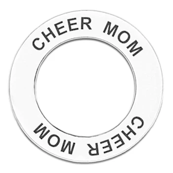 

Cheer Mom Affirmation Message Ring Charm Antique Silver Tone Alloy Metal